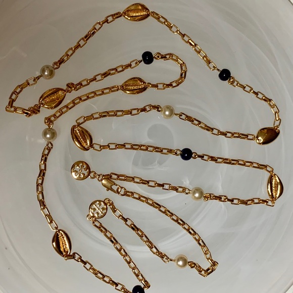 TORY BURCH MIKAH GOLD PLATED STATION NECKLACE NWOT - Picture 6 of 8